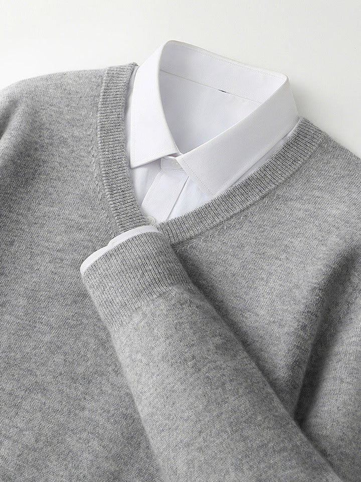 V-neck Cashmere Sweater Loose Fit Extra Thick