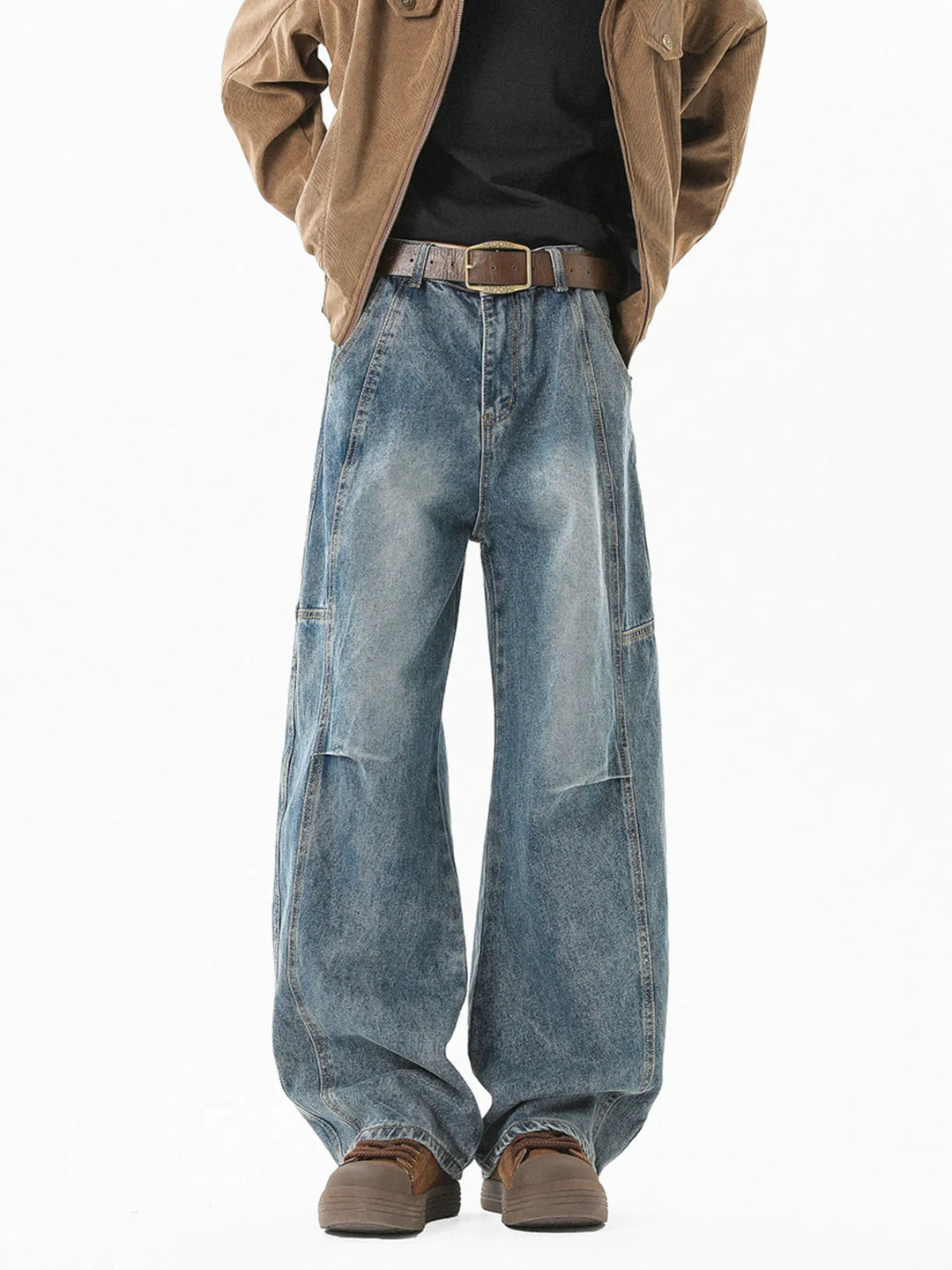 Men's Full Size Wash Wide Leg Jeans Plus Size