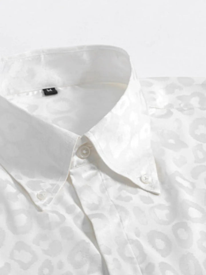 Men's Full Size Leopard Button Down Satin Shirt Plus Size