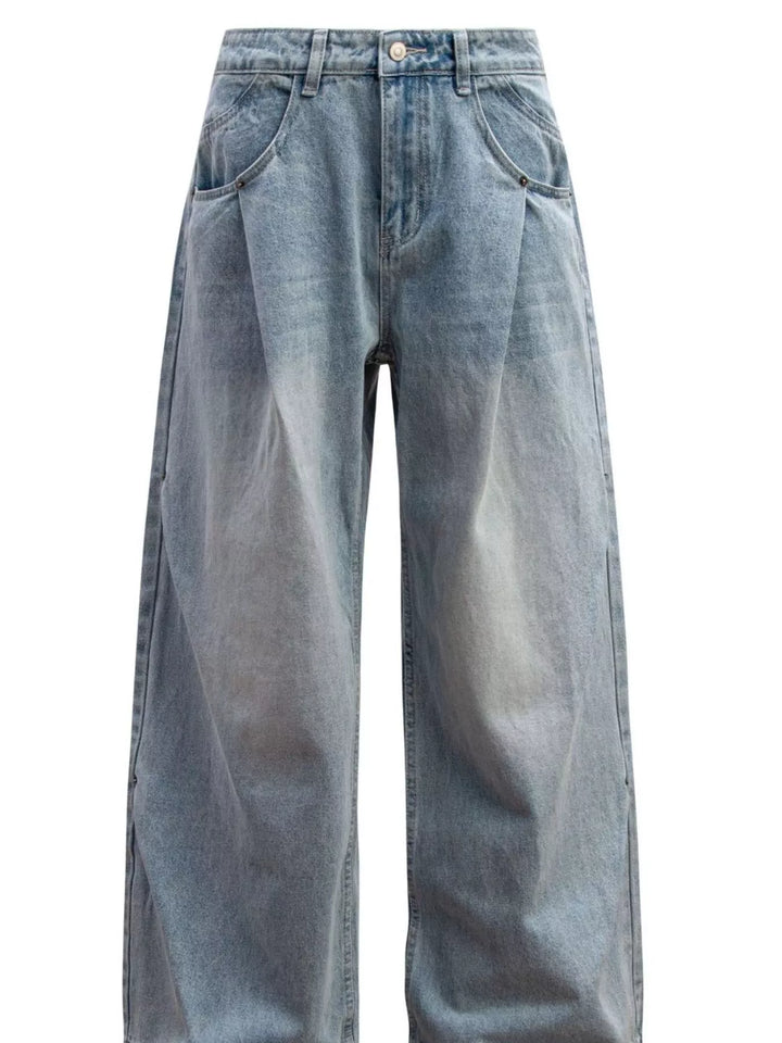 Men's Washed Wide Leg Jeans