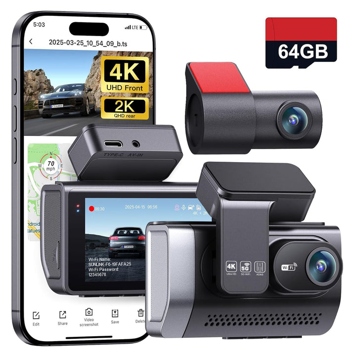 Cross-border HD Car DVR, 4K Dash Cam, 2025 New Model, Wireless Installation, 4K Dash Cam
