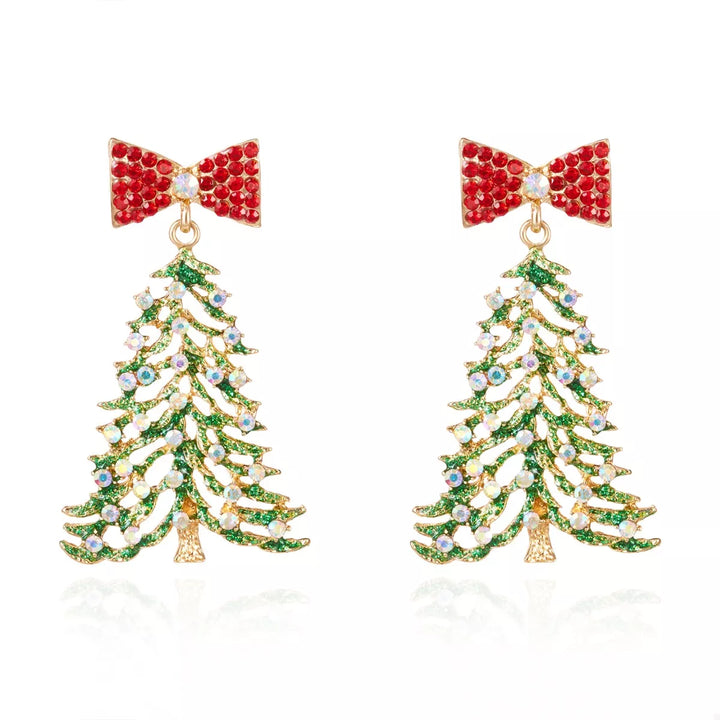Christmas Tree Bow Drop Earrings