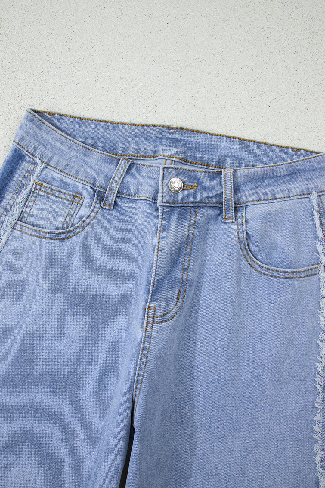 Beau Blue Contrast Stripe Frayed Side Panel Patchwork Shift Jeans