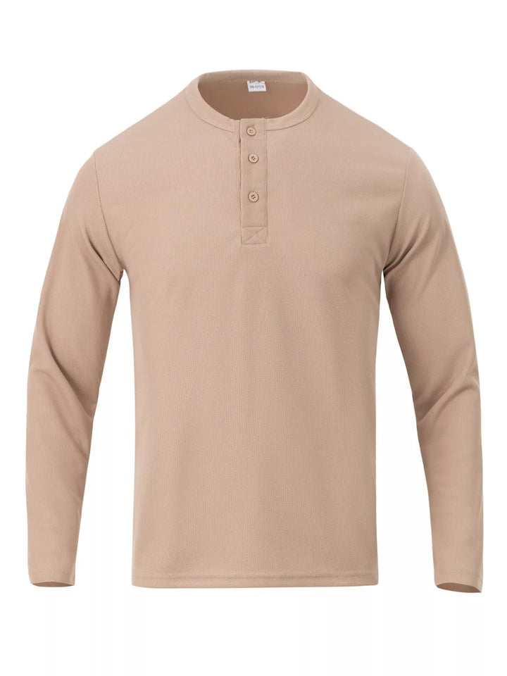 Men's Full Size Casual Long Sleeve Henley T-Shirt Plus Size
