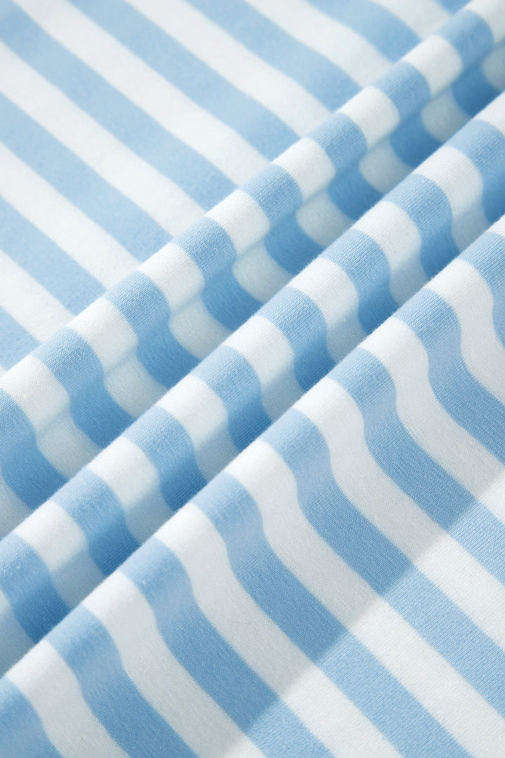 Sky Blue Stripe Slim Tank Contrast Ruffle Mini Skort Set