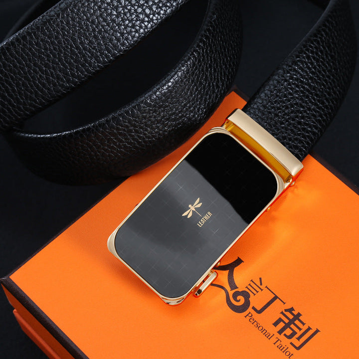 Mens Casual Business Belt Made Of Split Leather