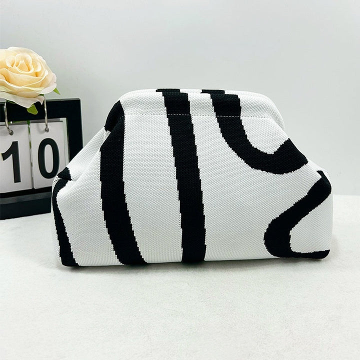 Womens Knitted Bag Striped Clutch