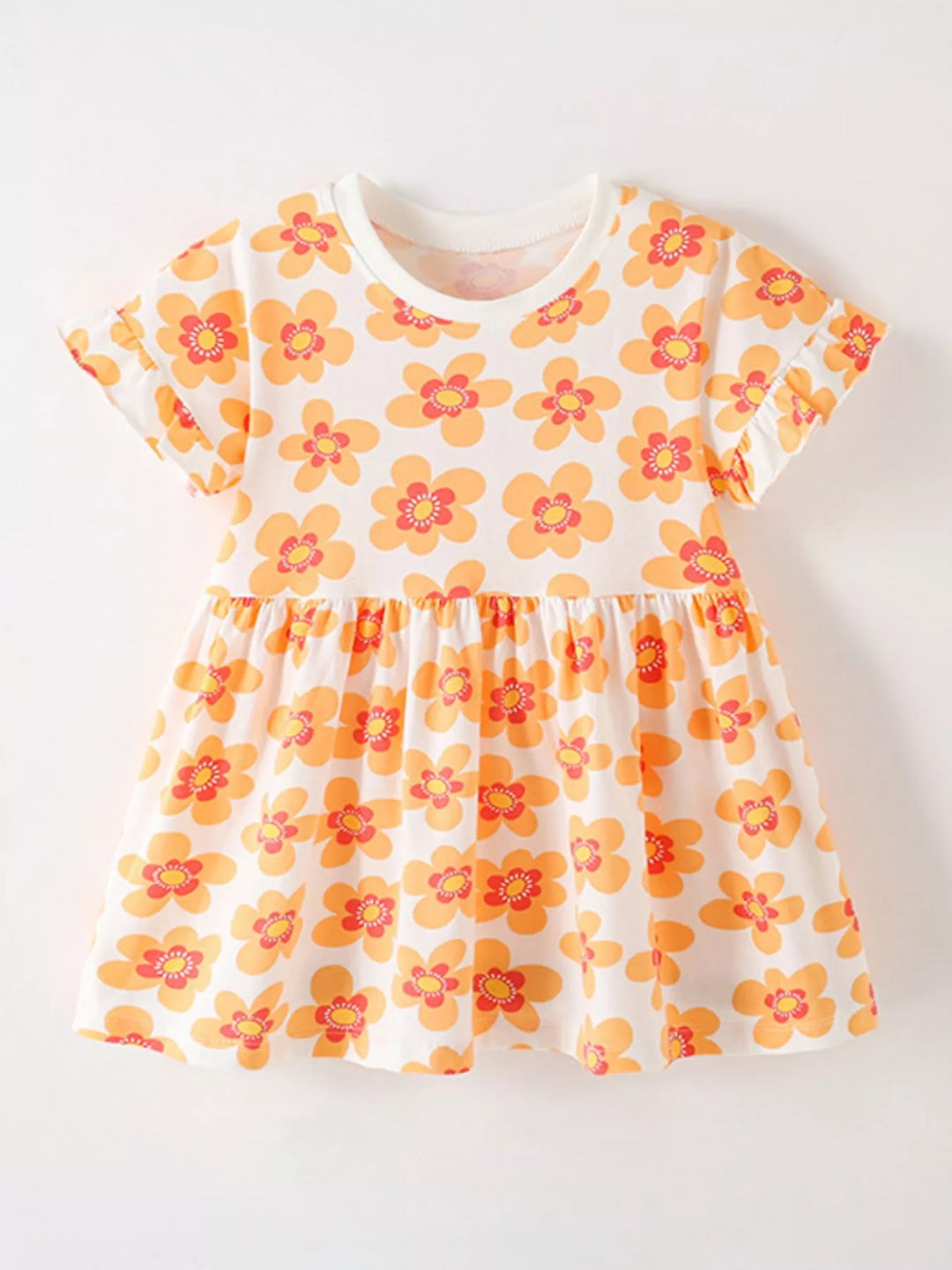 Children's Floral Print Ruffle Sleeve Casual Dress