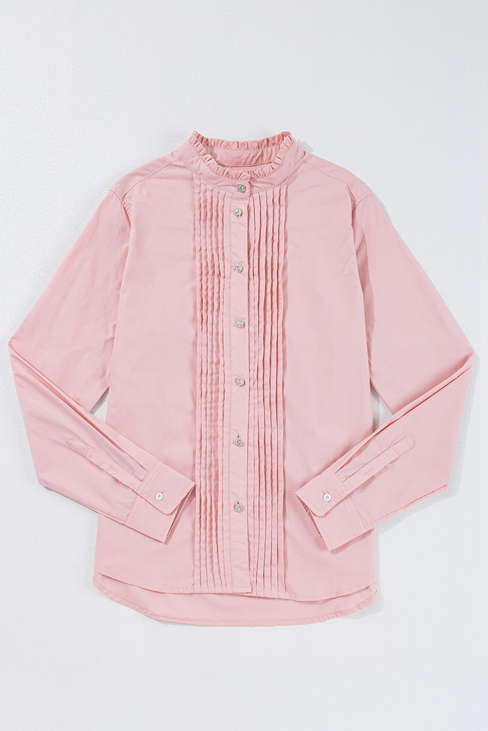 Chemise décontractée ample rose clair à boutons et plis
