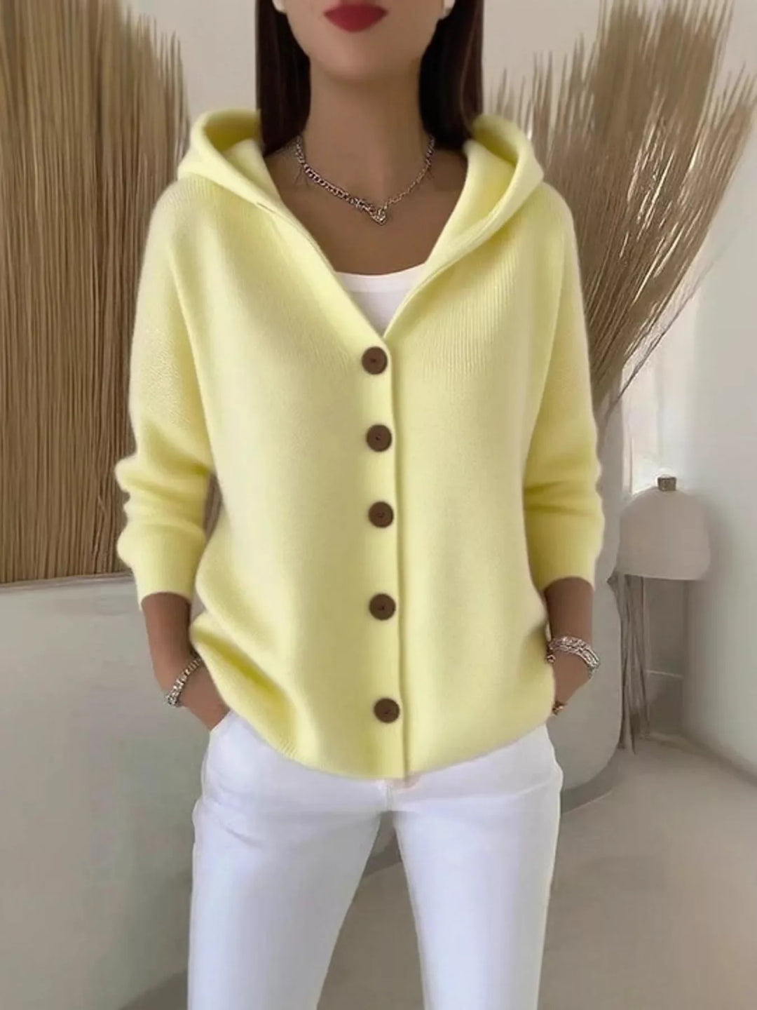 Full Size Hooded Button-Down Knit Cardigan Plus Size