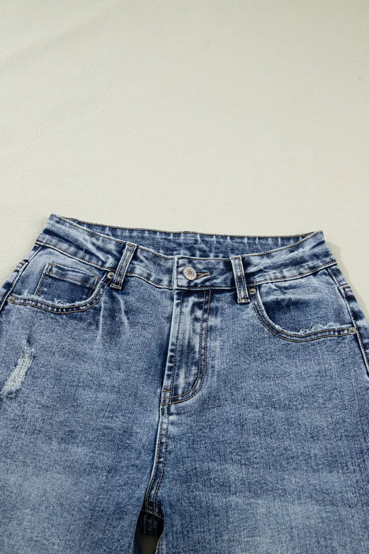 Cuffed Straight Loose Jeans
