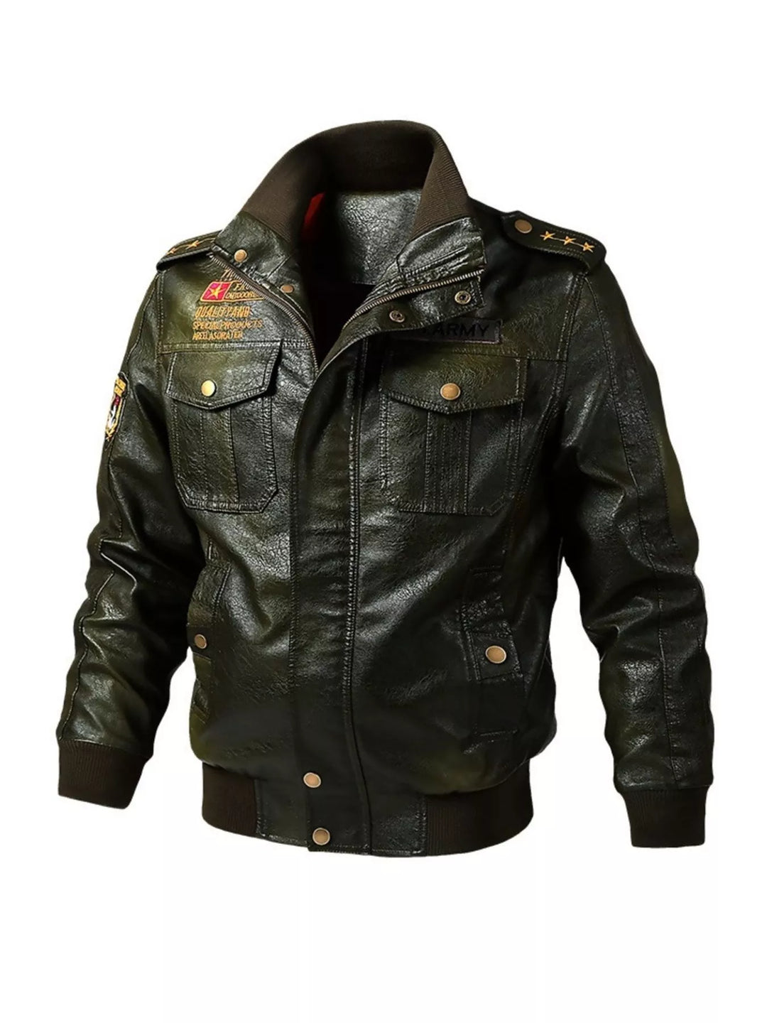 Men's Plus Size Zip Up Leather Jacket