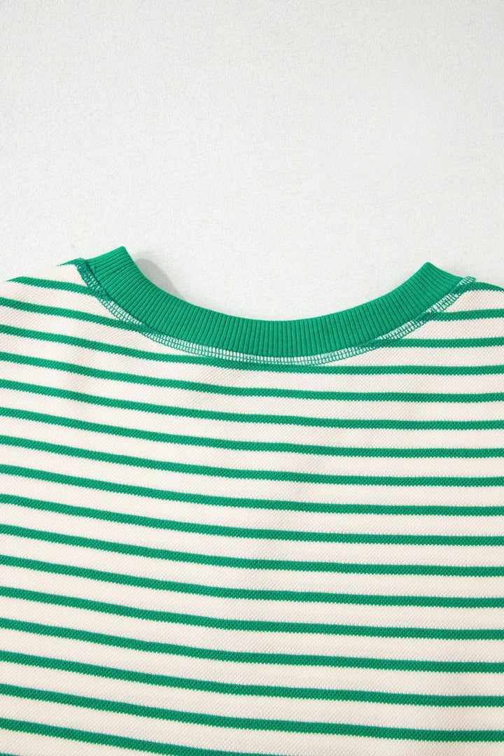 Striped Flounce Sleeve Casual Blouse
