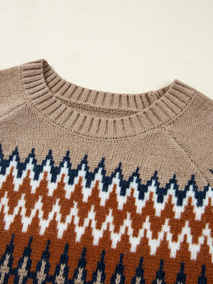 Color Block Crew Neck Sweater