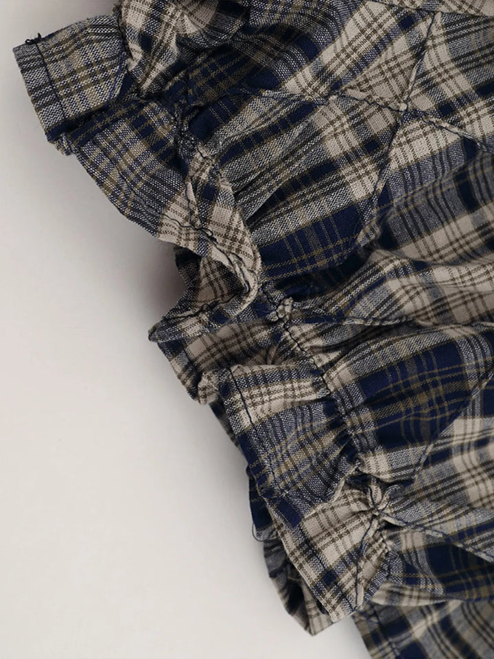 Drawstring Plaid Skort