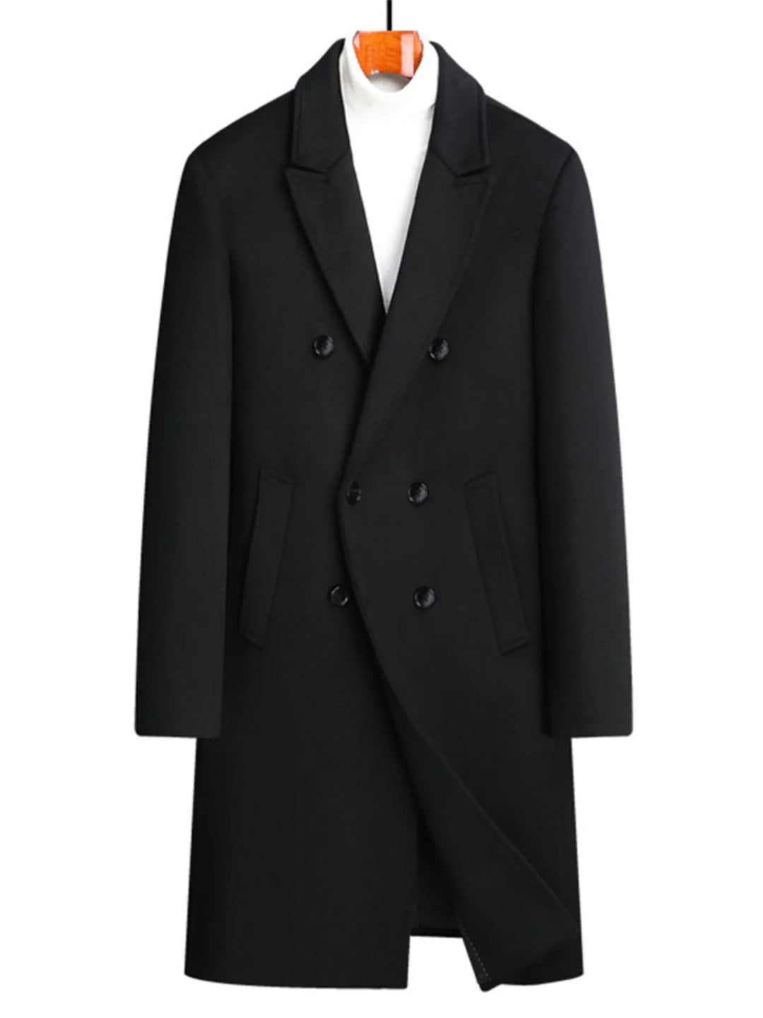 Men's Plus Size Double-Breasted Wool Overcoat