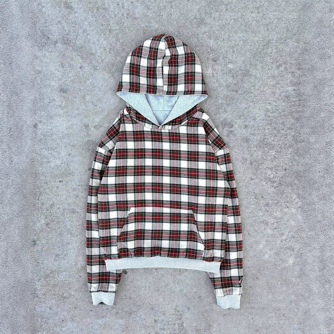 Hip Hop Double-sided Retro Plaid Casual Sweater