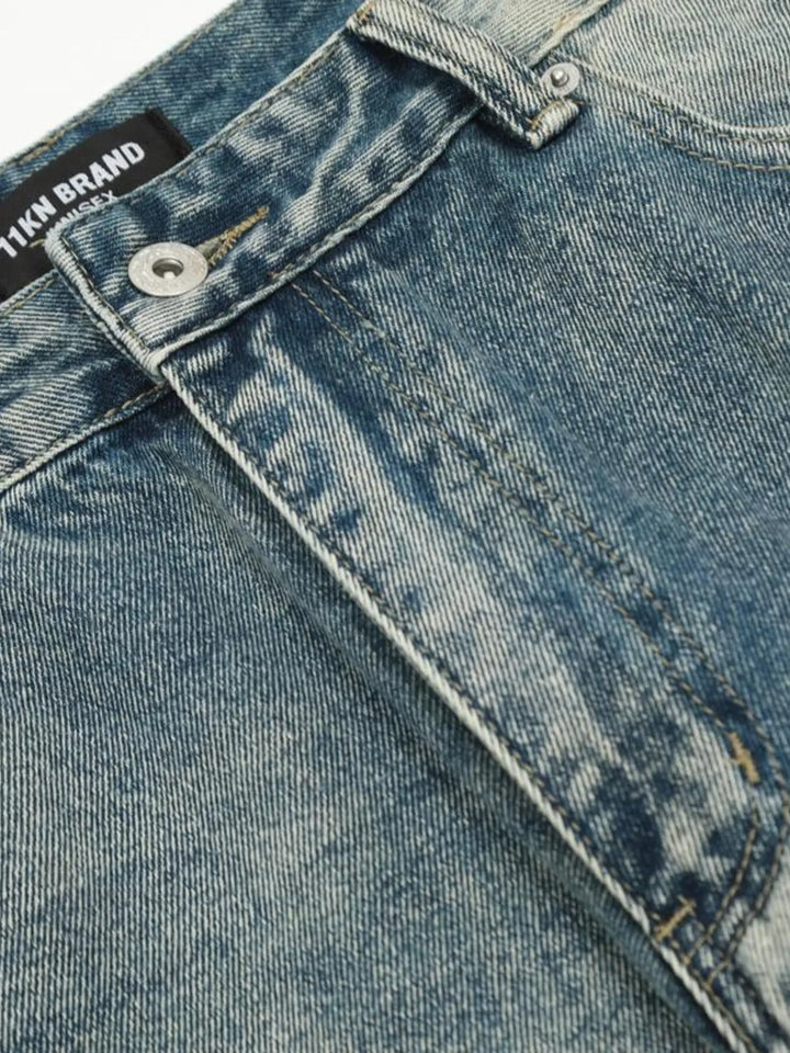 Men's Distressed Wide Leg Vintage Wash Jeans