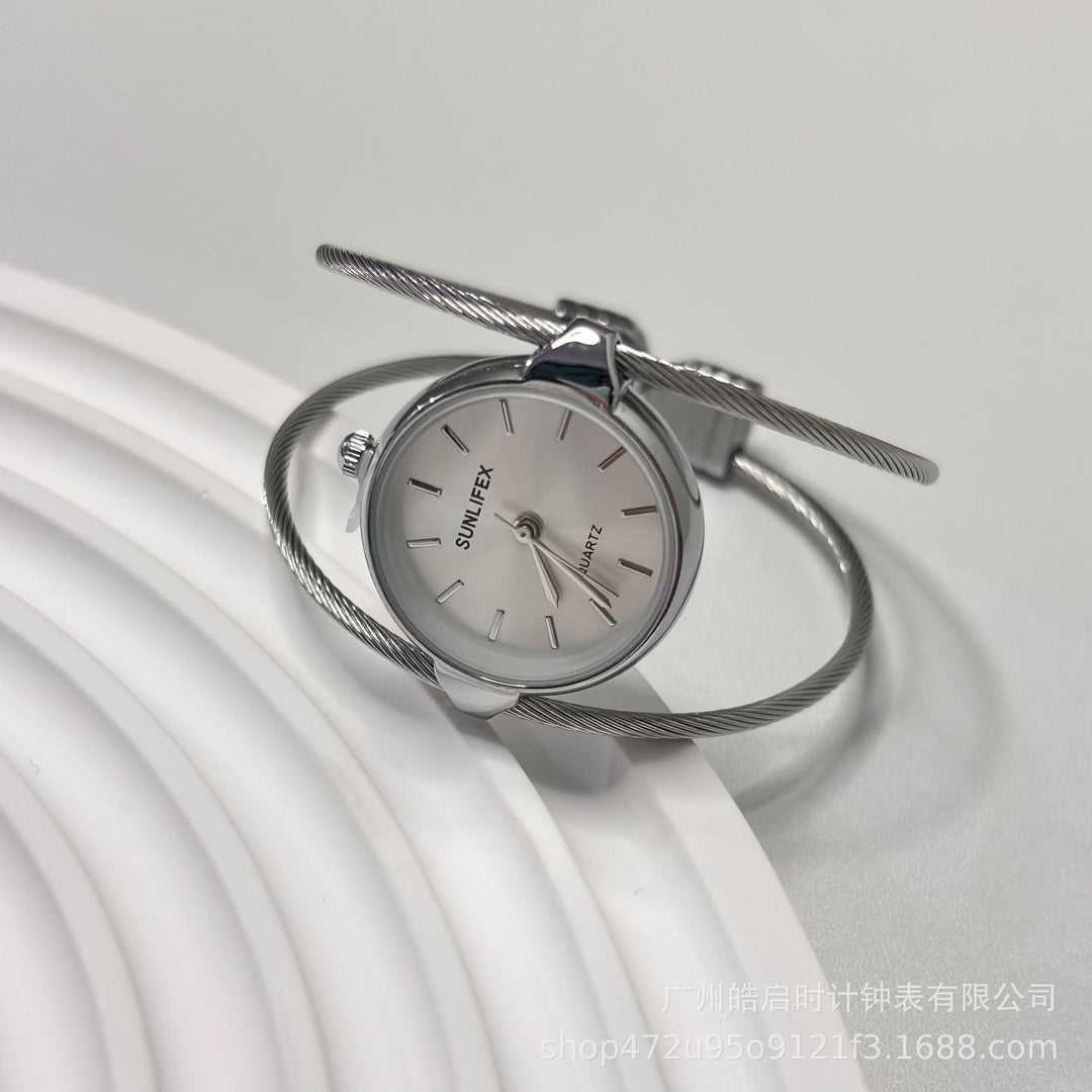 Womens Minimalist Open Bangle Watch