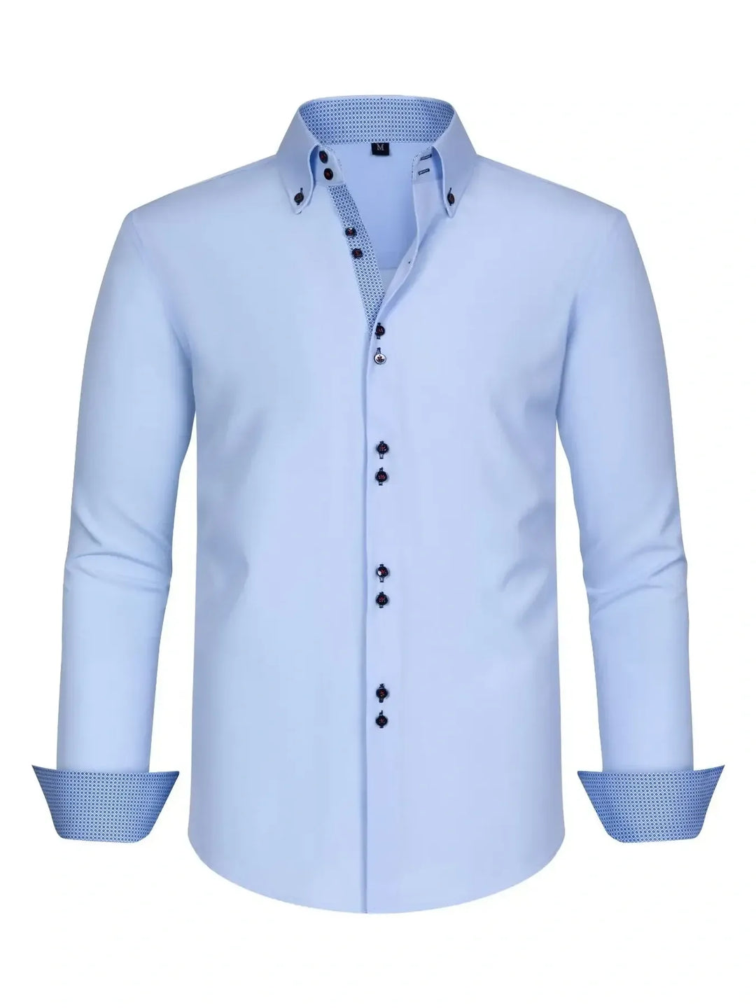 Men's Full Size Button-Down Casual Shirt with Contrast Cuffs Plus Size