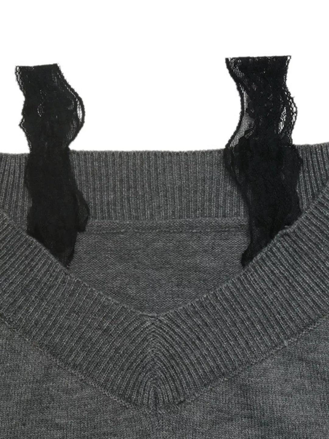 Off-Shoulder Lace Trim Sweater