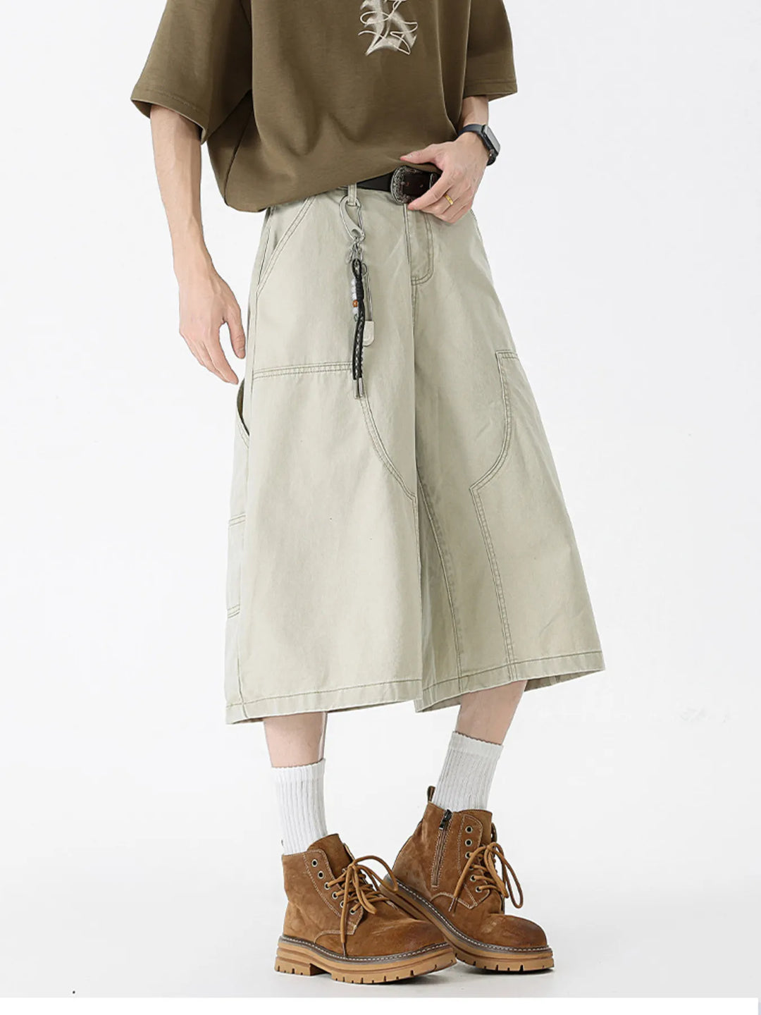 Men's Full Size Wide Leg Cargo Denim Shorts Plus Size