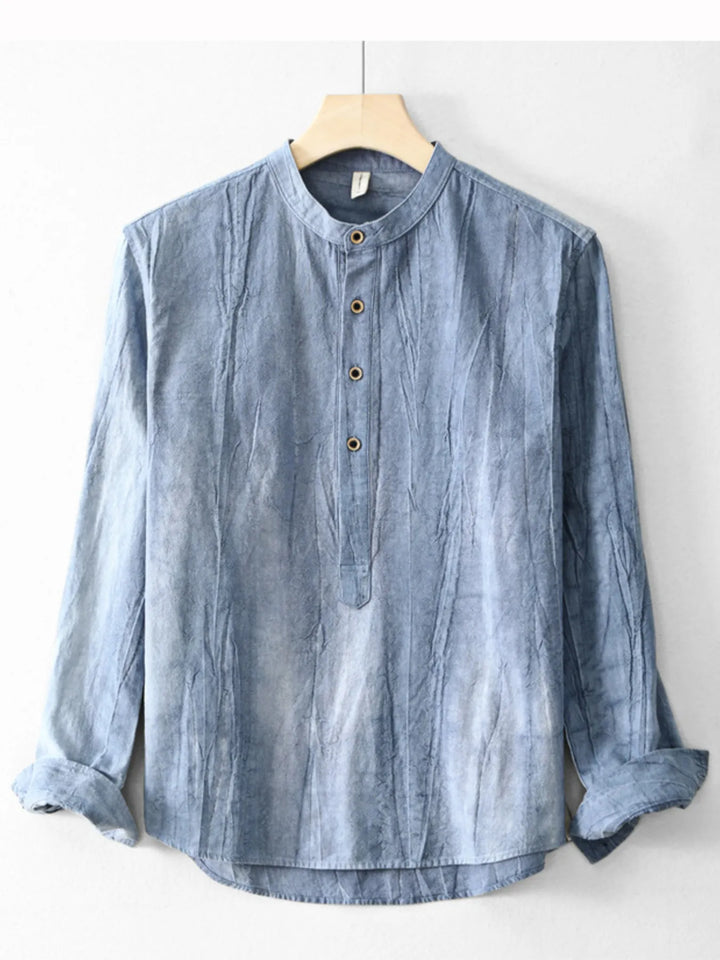 Men's Plus Size Button Front Long Sleeve Blouse