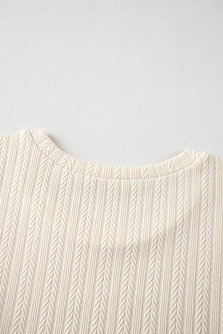 Apricot Polka Dot Mesh Puff Sleeve Textured Blouse