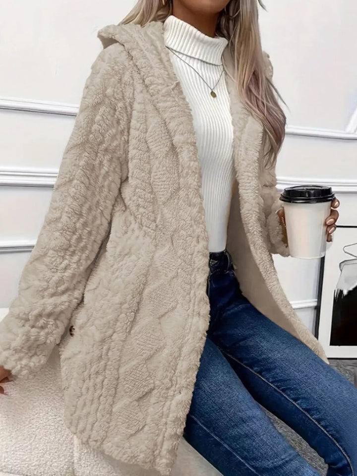 Full Size Button-Down Hooded Outerwear Plus Size