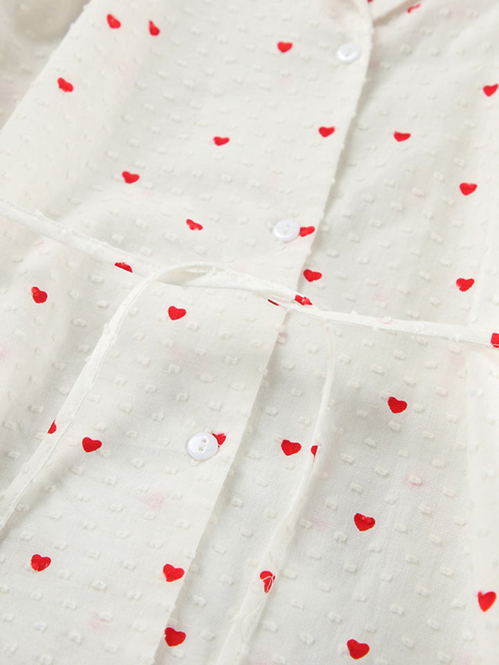 Heart Print Long Sleeve and Pants Lounge Set