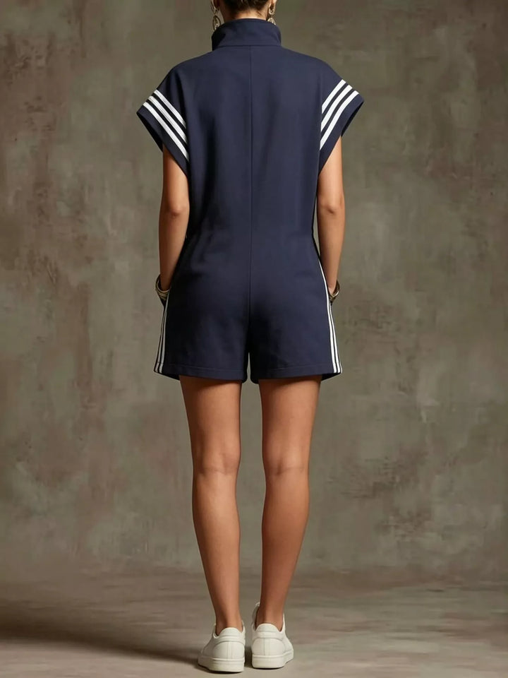 Striped Zip Front Romper