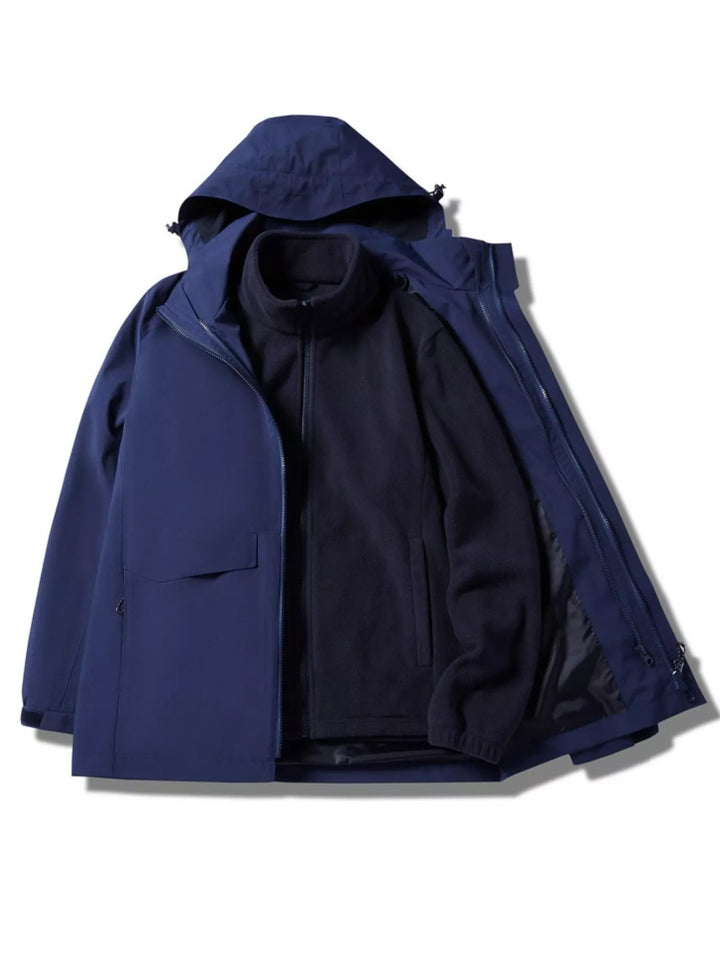 Men's Plus Size Zip Up Waterproof Hooded Jacket