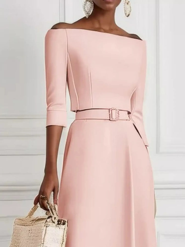 Elegant Off-Shoulder Belted Maxi Dress