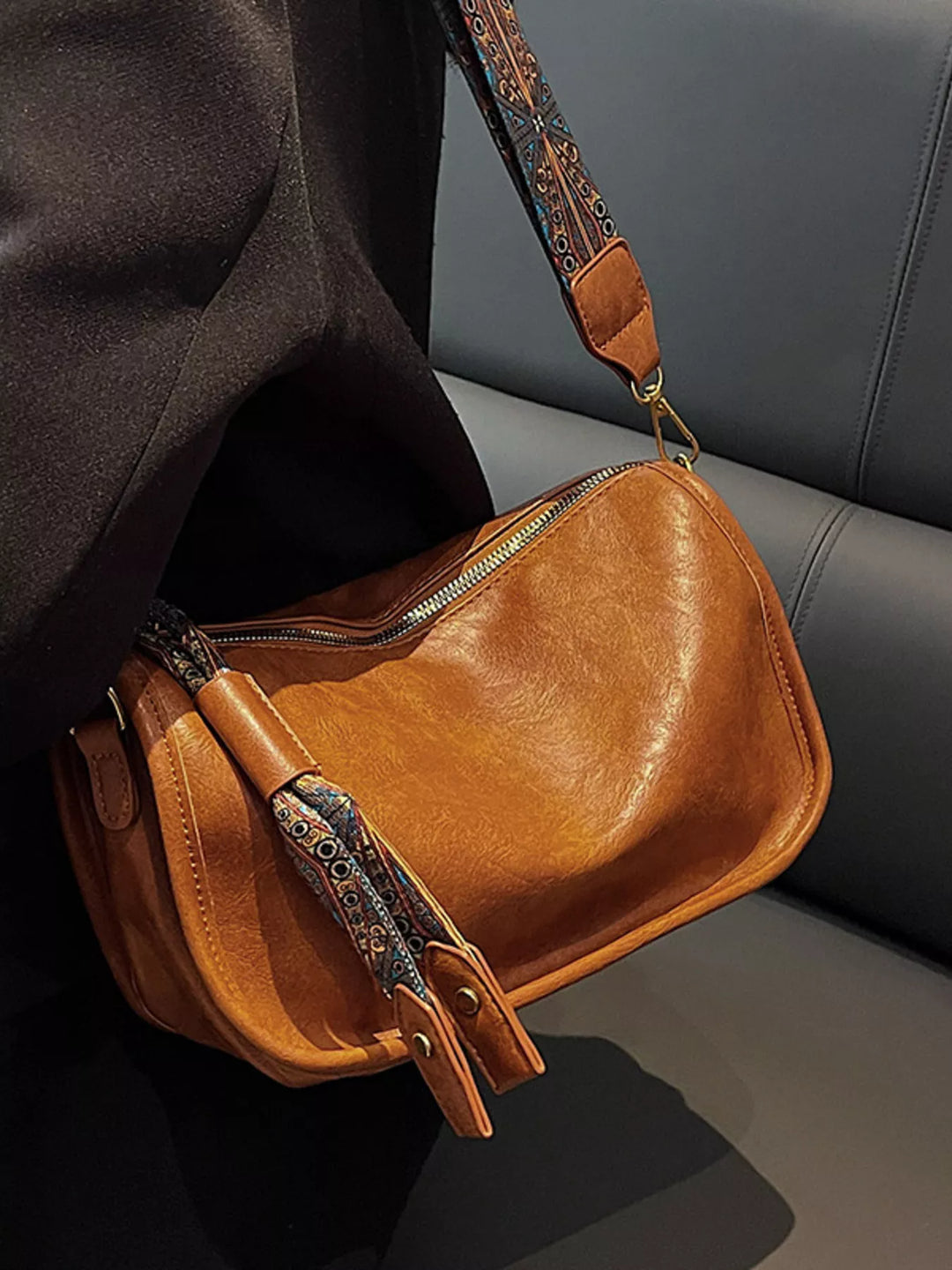 Patterned Strap Crossbody Bag