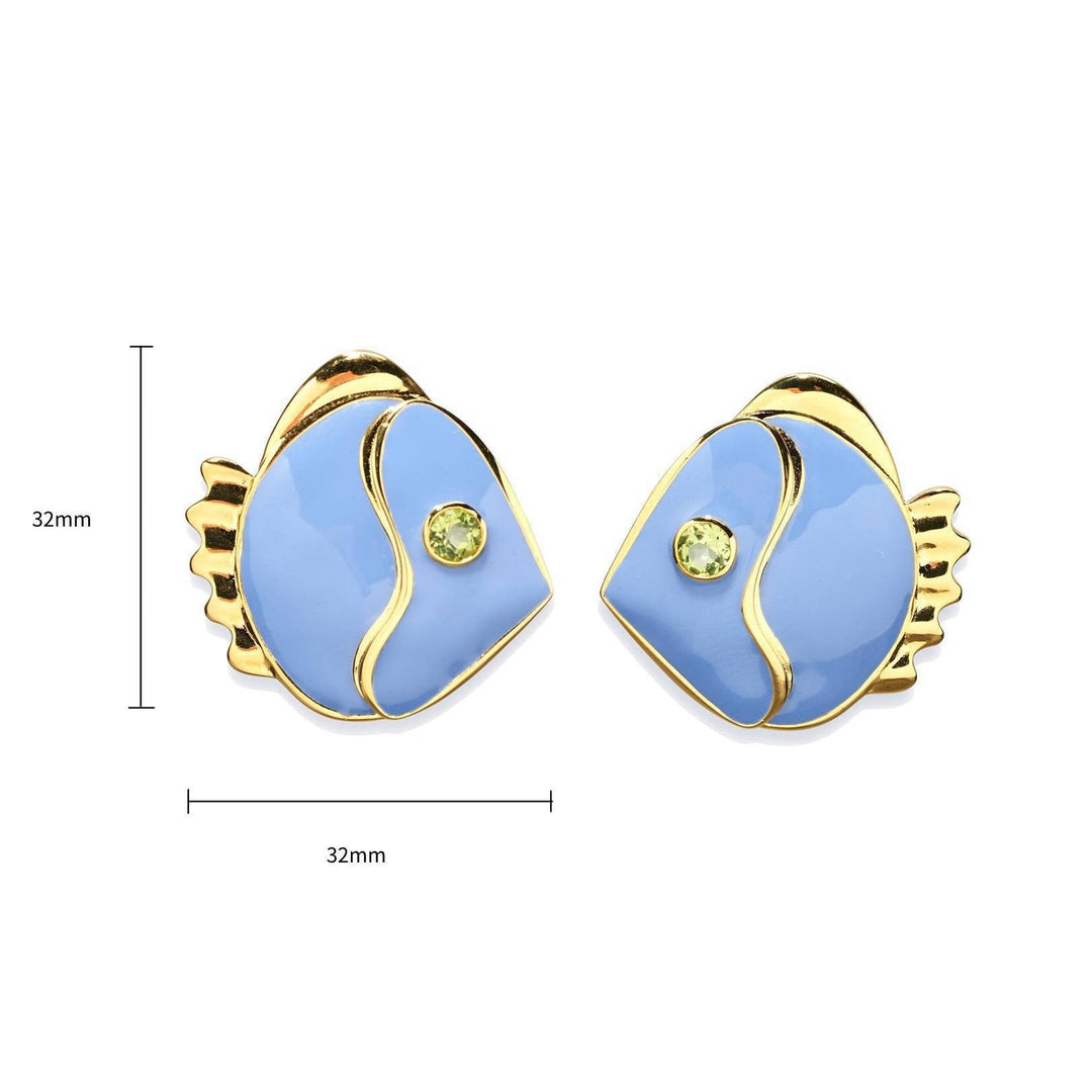Retro Chic Blue Little Fish Earrings