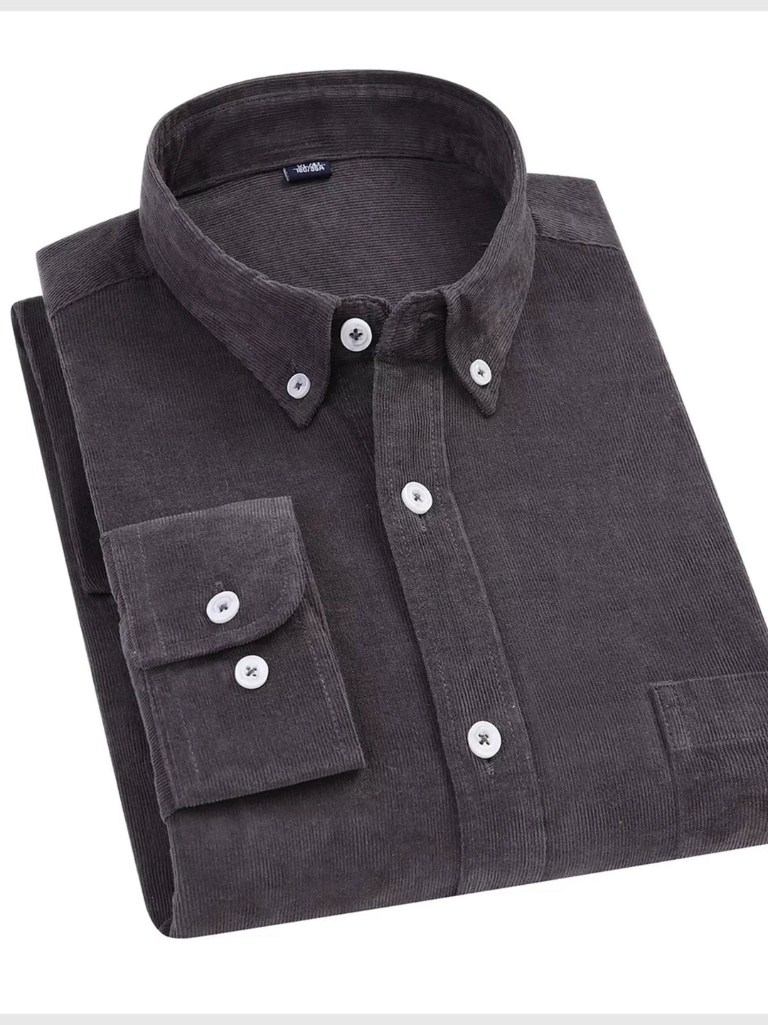 Men's Full Size Corduroy Long Sleeve Button-Down Shirt Plus Size