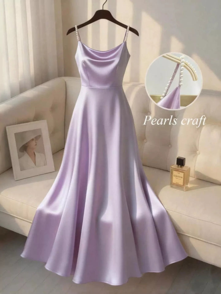 Pearl Strap Satin Cami Dress