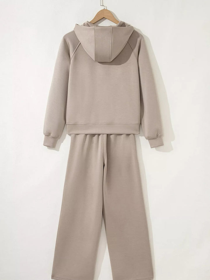 Half Zip Long Sleeve Hoodie and Pants 2pcs Outfit