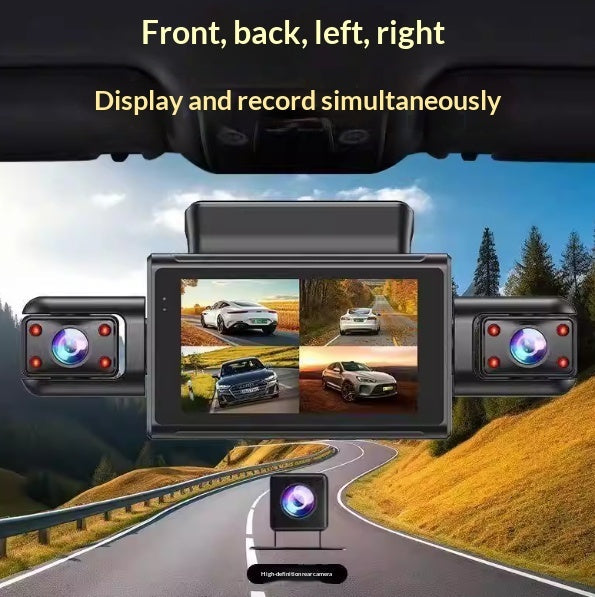 Panoramic Dash Cam Plug-and-Play Night Vision 4-Camera Reversing View