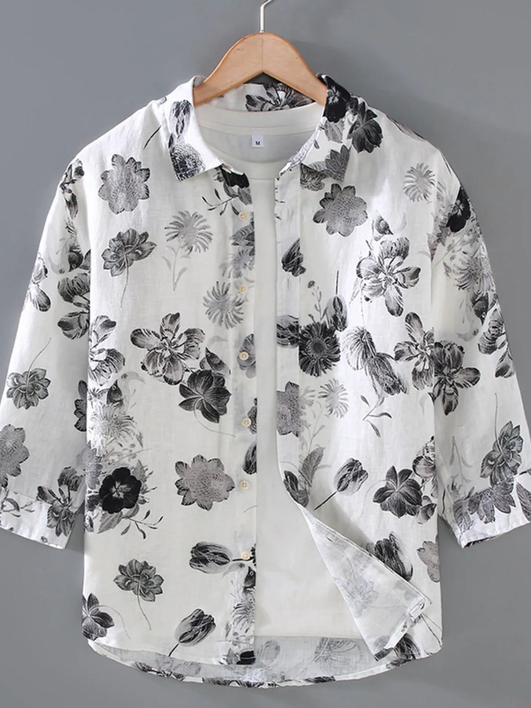 Men's Plus Size Printed Button Up Long Sleeve Shirt