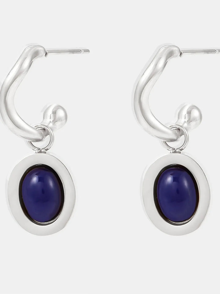 Stainless Steel Oval Drop Earrings