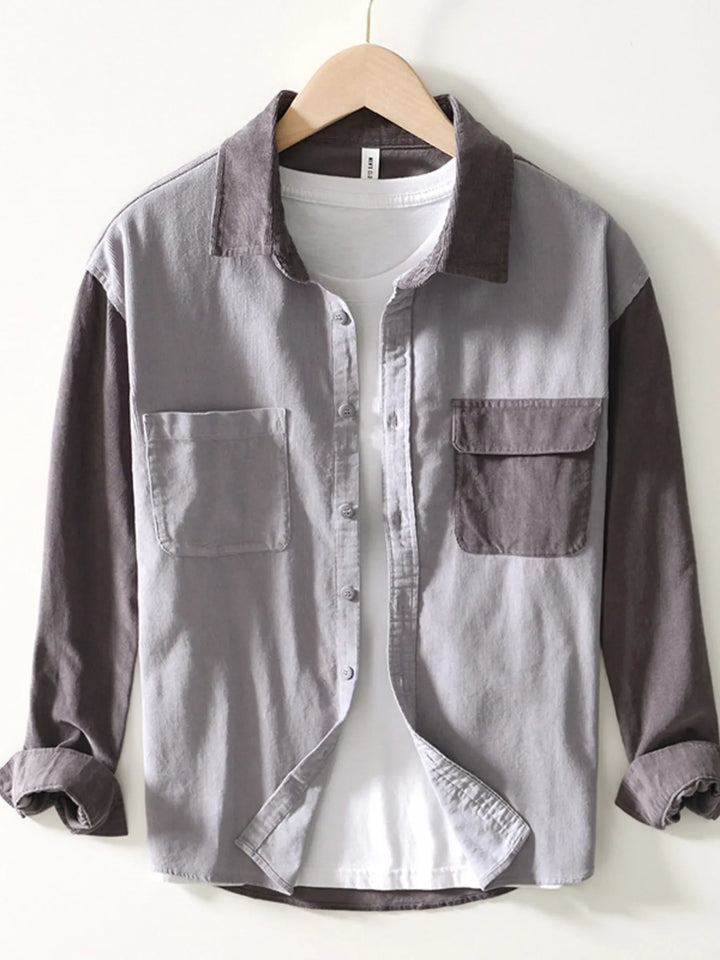 Men's Color Block Button Up Shirt