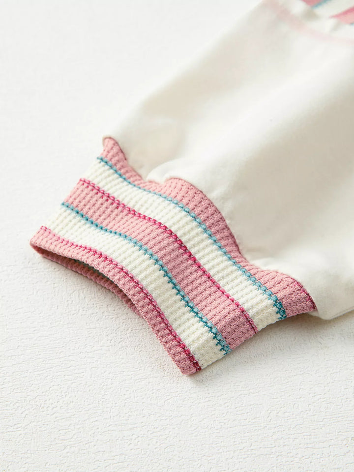 Stripe Stitched Detail Color Block Patchwork Oversized Top