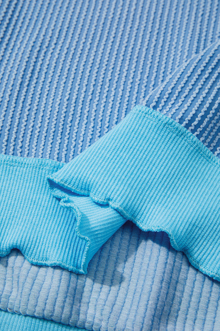 Myosotis Twisted Rib Uneven Hem Drop Shoulder Loose Knit Top