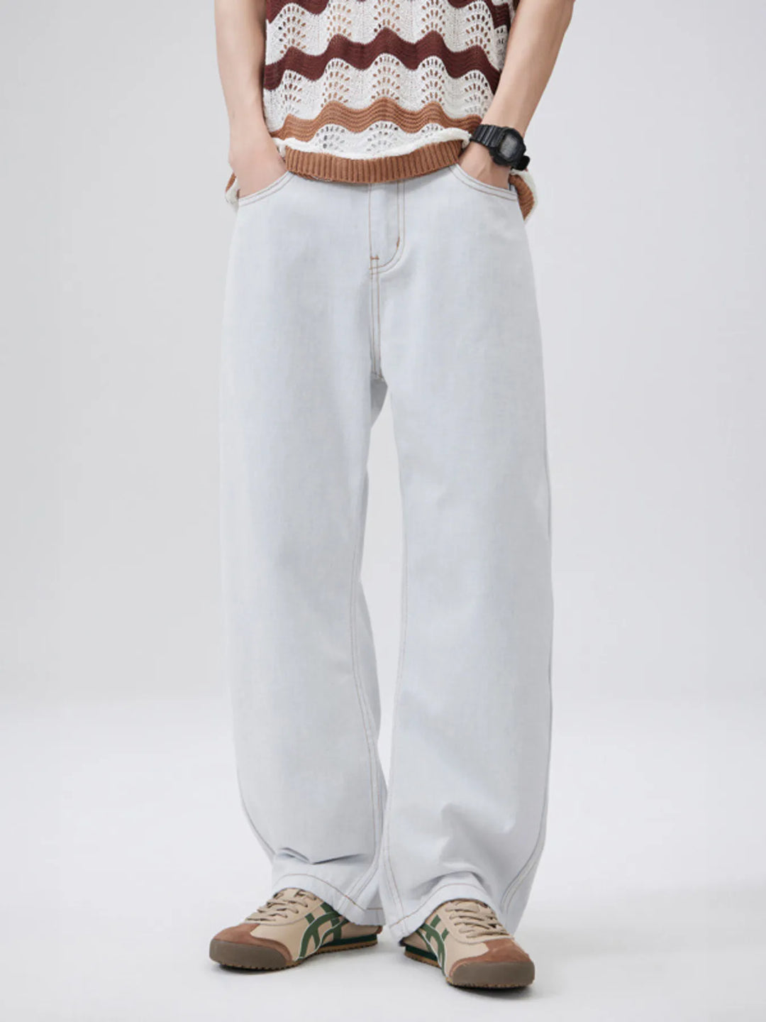 Men's Wash Wide Leg Jeans