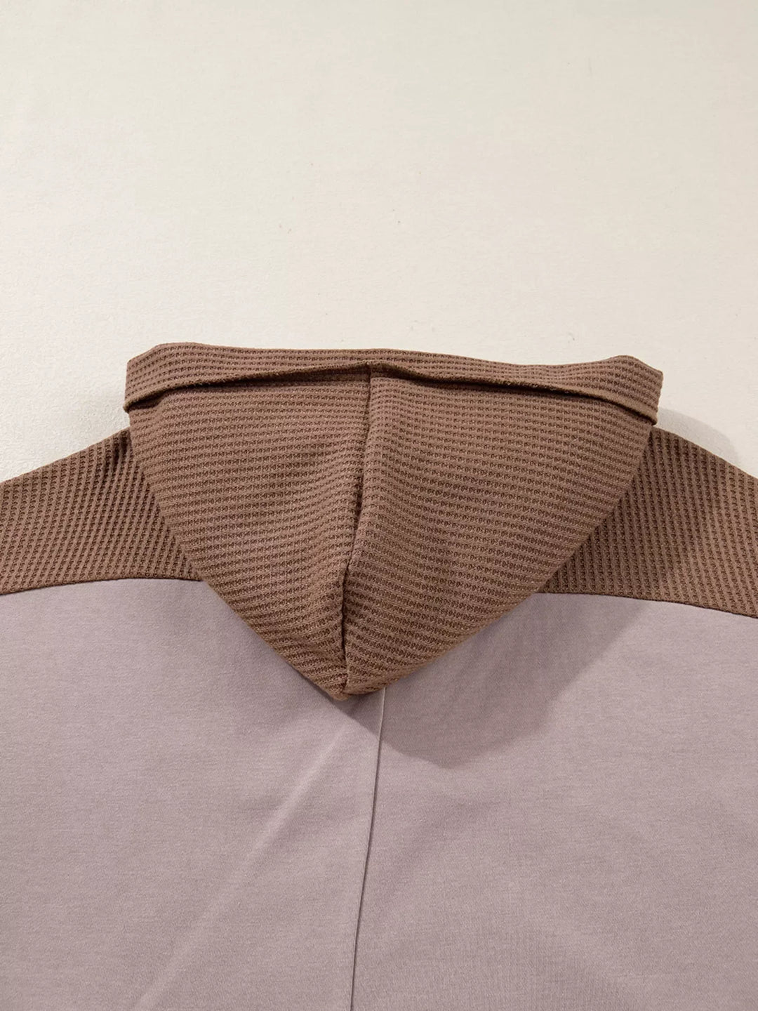 Oversize Waffle Patchwork Exposed Seam Casual Hoodie