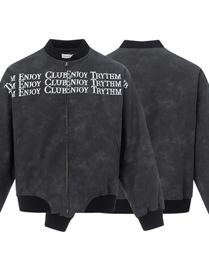 Men's Zip Up Letter Graphic Bomber Jacket