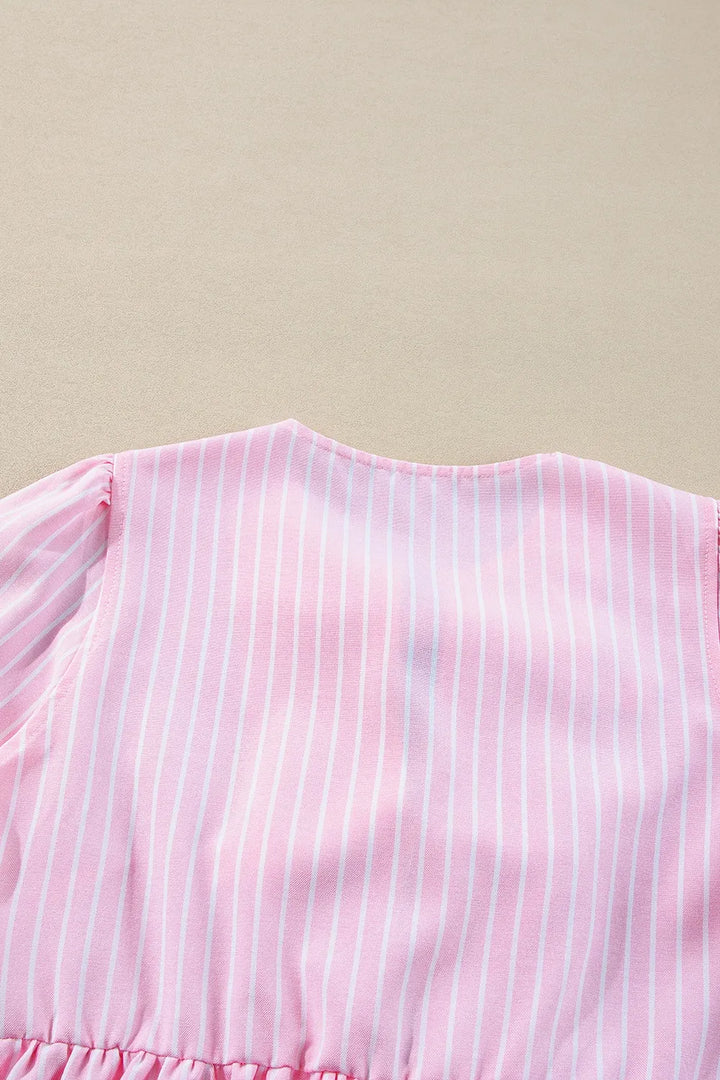 Tie Front Striped Peplum Blouse