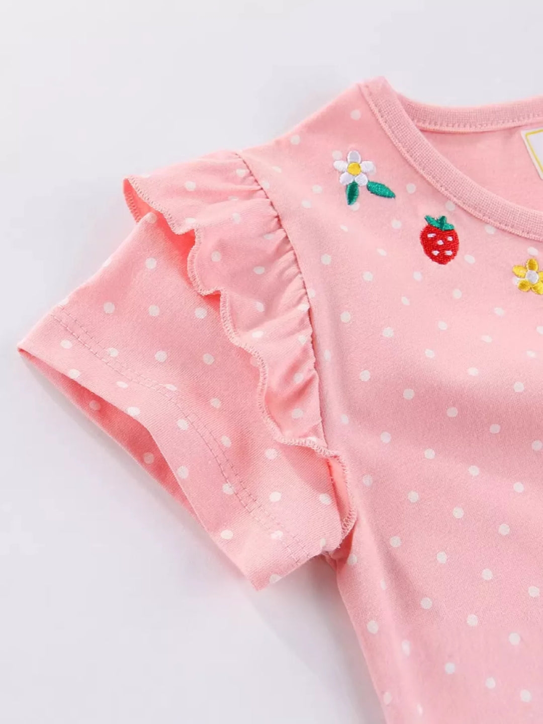 Children's Bunny Embroidered Polka Dot Dress