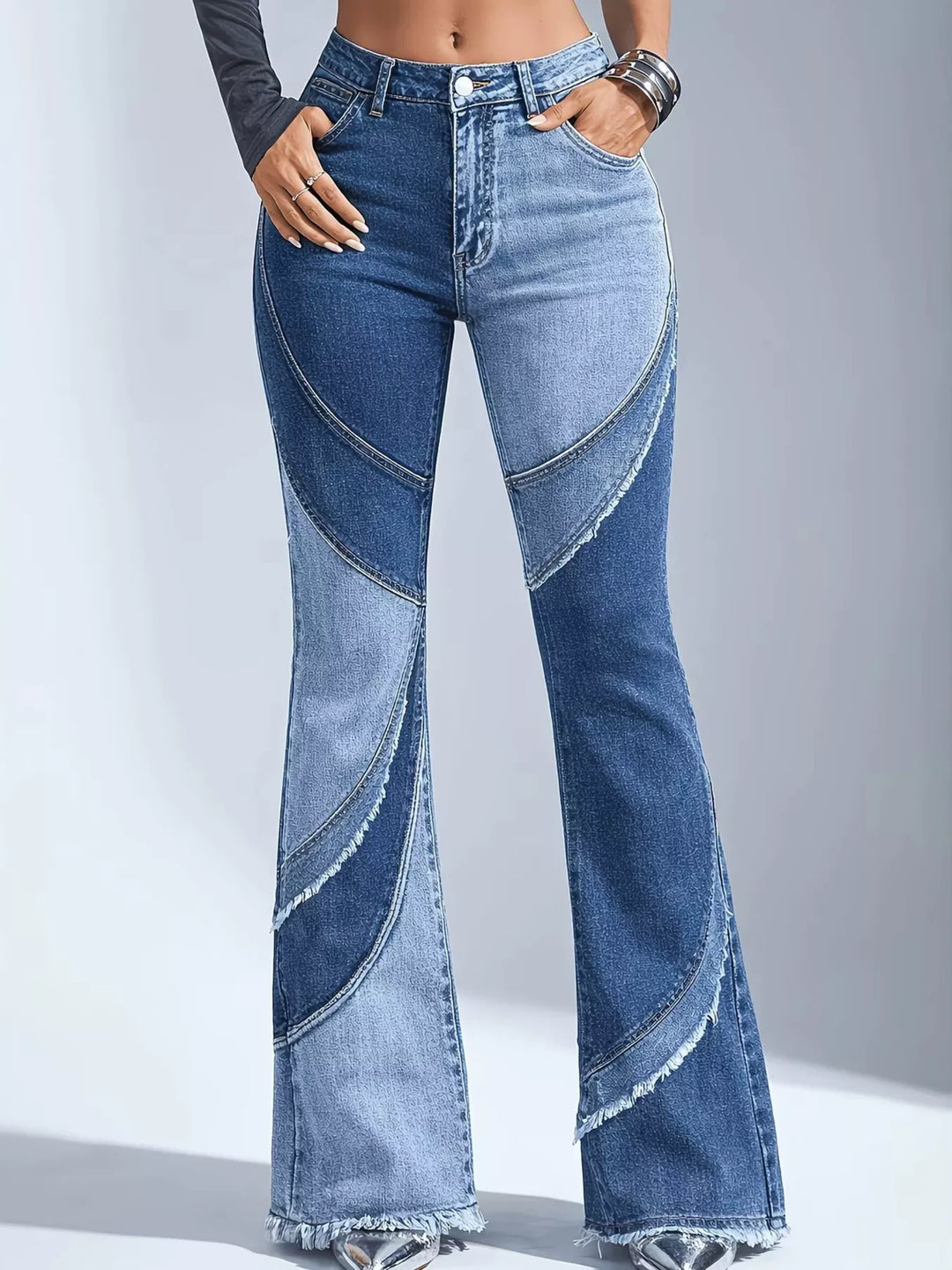 Frayed Hem Flare Jeans